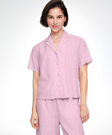 Mid-rosette Oysho Short-sleeved 100% Cotton Plumeti Shirt | HMLT16309