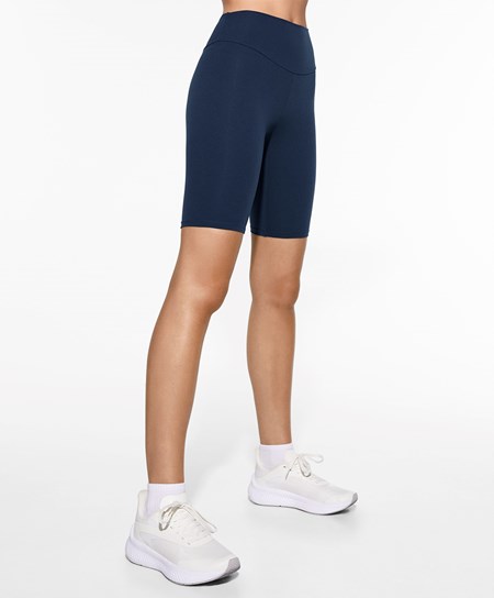 Navy Blue Oysho Comfortlux High-rise 25cm Cycle Leggings | WKFQ36127