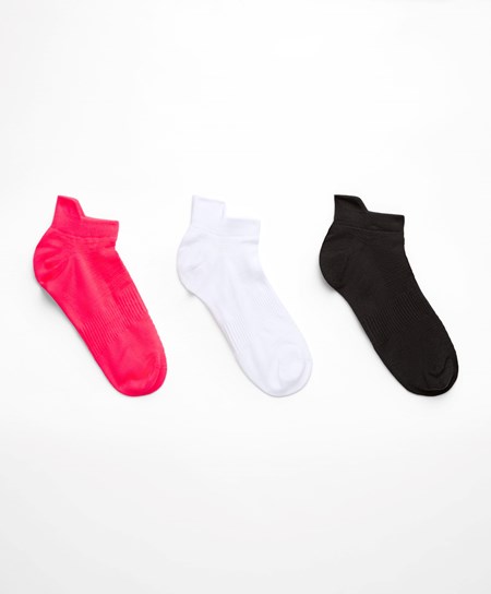 Neon Coral Oysho 3 Pairs Of Polyamide Sports Sneaker Socks | RGJB53926