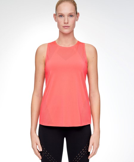 Neon Pink Oysho Microperforated Technical Sleeveless T-shirt | BAUX90452