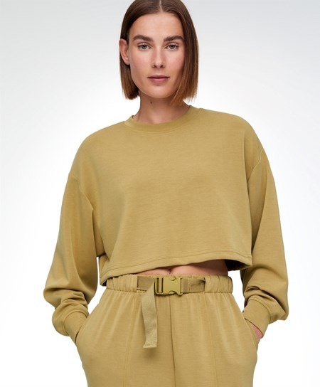 Olive Oysho Crop Modal Sweatshirt | IKRF07614