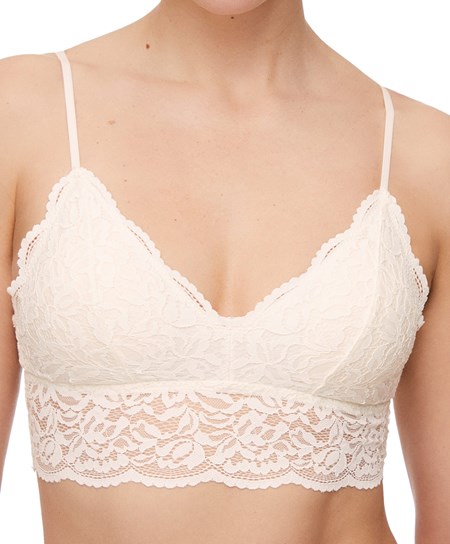 Pale Ecru Oysho Lace Bralette | IOAZ78924