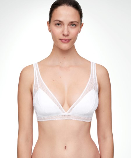 Pale Ecru Oysho Lace Triangle Bra | WNMJ98341