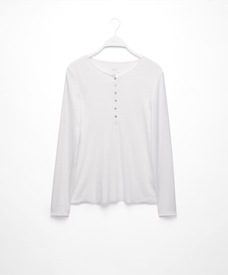 Pale Ecru Oysho Ribbed Long Sleeve T-shirt | ZYTH72014