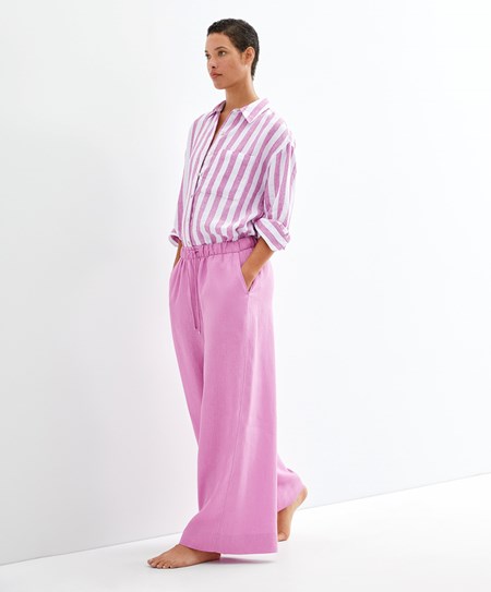 Pale Fuchsia Oysho 100% Linen Long-sleeved Shirt | CFAQ20153