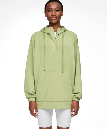 Pale Green Oysho Zip Soft-touch Modal Oversize Sweater | ZJPH19532