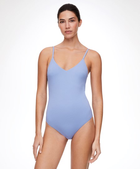 Pale Lavender Blue Oysho Triangle Swimsuit | HRFV51398