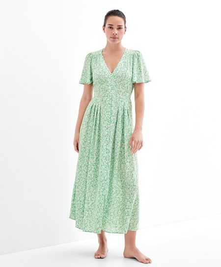 Pastel Green Oysho Long Floral Dress | HPIY48697