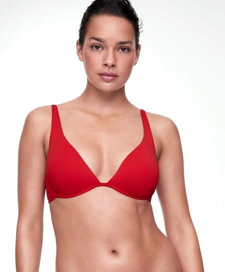 Red Oysho Continuous Underwire Halter Neck Bikini Top | BFOT68352