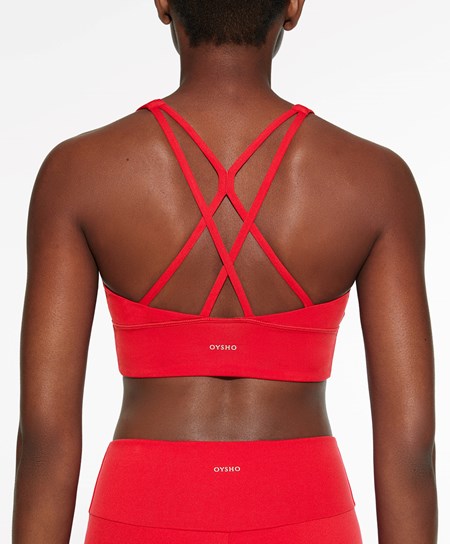 Red Oysho Medium-support Sports Bra With Cups | IZBG06351