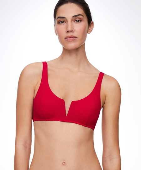 Red Oysho Piqué Halterneck Bikini Top | ZPAX73296