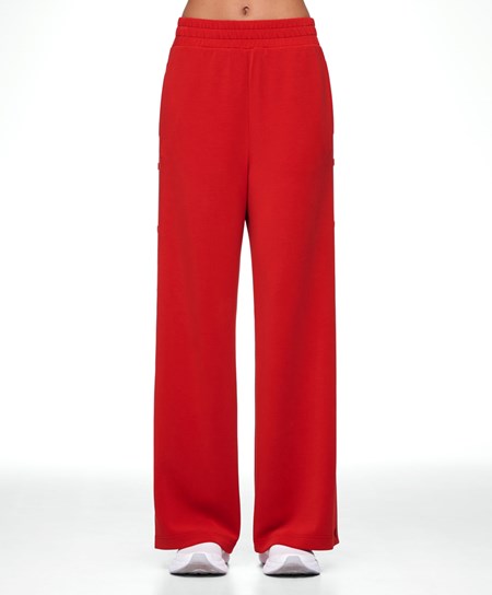 Red Oysho Soft Touch Modal Wide-leg Trousers With Buttons | ZHRL36479