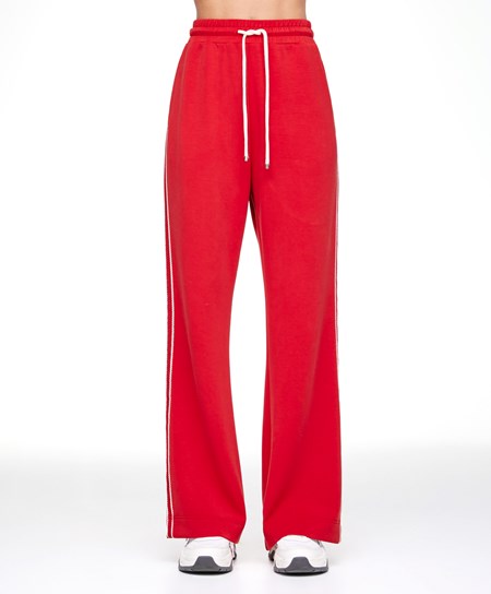 Red Oysho Stripe Modal Flare Trousers | AXUN39210