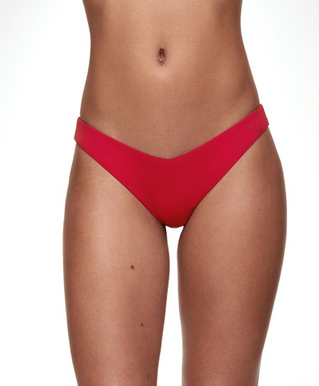 Red Oysho U-cut Brazilian Bikini Briefs | EYRT29517