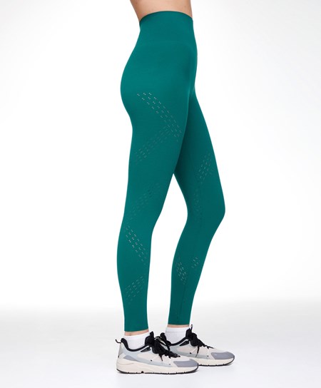 Sapphire Green Oysho Microperforated 65cm Compressive Leggings | KXEY69843