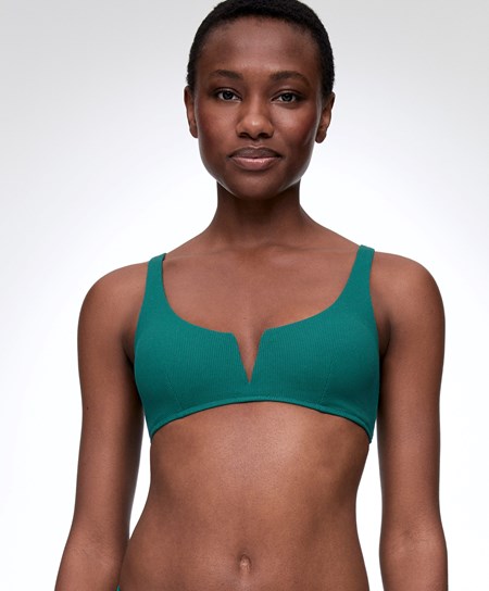 Sapphire Green Oysho Piqué Halterneck Bikini Top | LFRJ76105