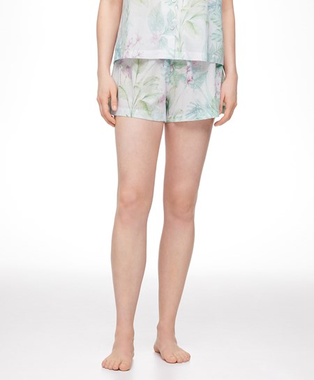 Soft Mauve Oysho Tropical Print 100% Cotton Shorts | JGAI94103