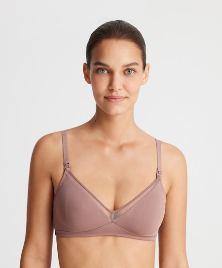 Soft Mauve Oysho Tulle Nursing Bra | ZLWM13708