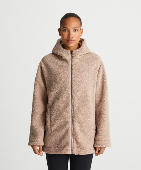 Soft Mink Oysho Hooded Fleece Jacket | BARM68093