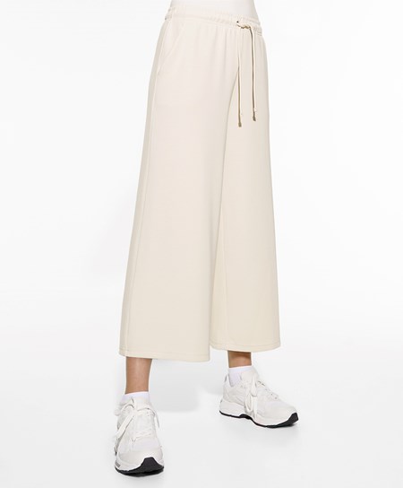 Stone Oysho Soft-touch Modal Cropped Wide-leg Trousers | KQYN34706