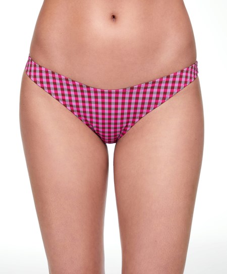 Strawberry Red Oysho Gingham U-cut Mid-rise Bikini Briefs | XBEO19274