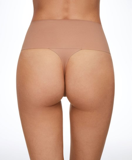 Tan Oysho High-waisted Invisible Laser-cut Thong | ZFMO86710