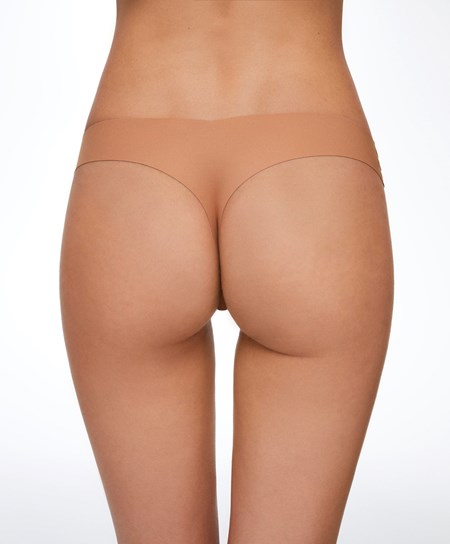 Tan Oysho Invisible “v”-cut Thong | YBCI13459