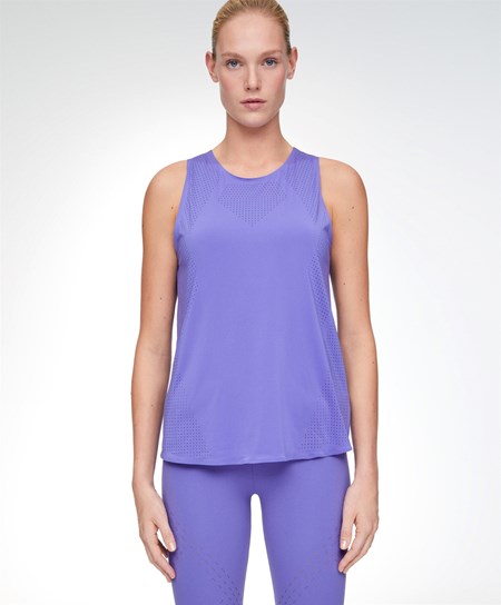 Violet Oysho Microperforated Technical Sleeveless T-shirt | SPMK13874