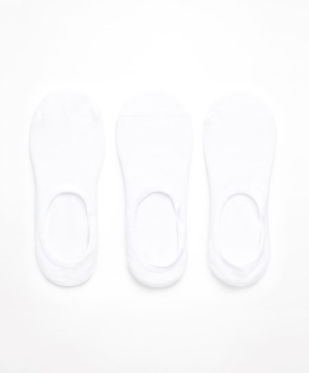 White Oysho 3 Pairs Of Cotton Sport Footsies | YOAM04369