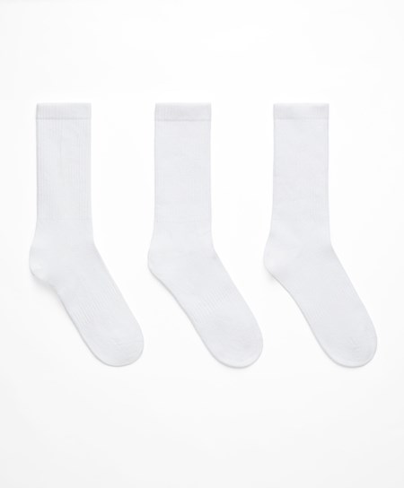 White Oysho 3 Pairs Of Sports Cotton Classic Socks | WYAS58971