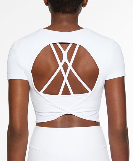 White Oysho Back Detail Comfortlux Short-sleeved T-shirt | SFIU50963