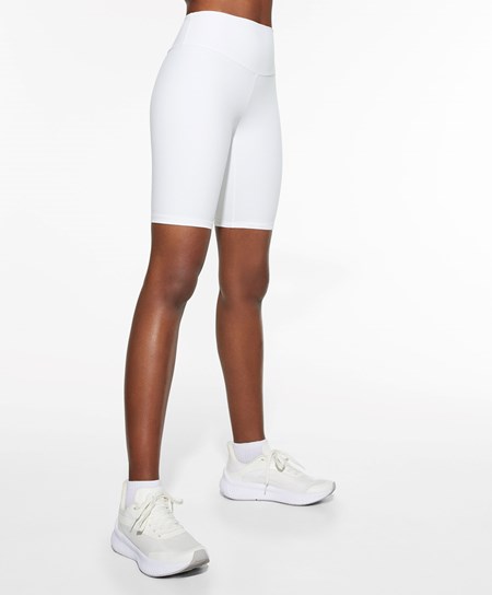 White Oysho Comfortlux High-rise 25cm Cycle Leggings | OPCN98724