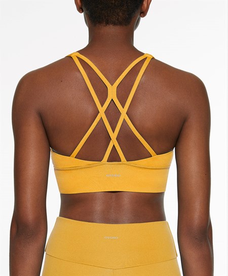 Yolk Yellow Oysho Medium-support Sports Bra With Cups | IKEB10679